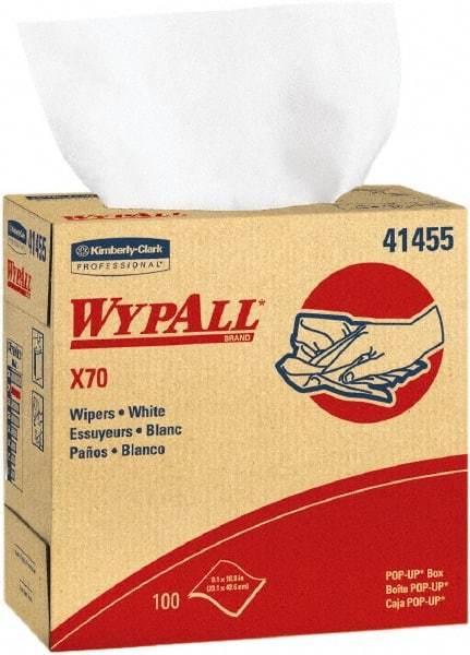 WypAll - X70 Dry Shop Towel/Industrial Wipes - Pop-Up, 16-3/4" x 9" Sheet Size, White - Industrial Tool & Supply