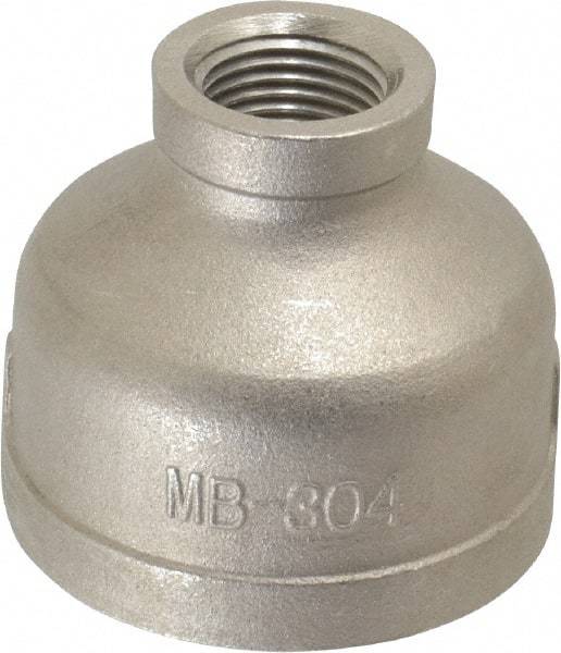 Merit Brass - 1-1/2 x 1/2" Grade 304 Stainless Steel Pipe Reducer Coupling - FNPT x FNPT End Connections, 150 psi - Industrial Tool & Supply