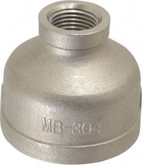 Merit Brass - 1-1/2 x 1/2" Grade 304 Stainless Steel Pipe Reducer Coupling - FNPT x FNPT End Connections, 150 psi - Industrial Tool & Supply