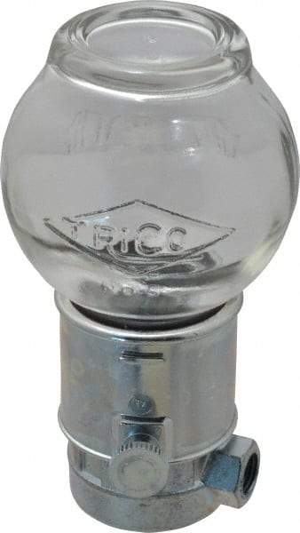 Trico - 1 Outlet, Glass Bowl, 8 Ounce Constant-Level Oil Reservoir - 1/4 NPT Outlet, 3-3/16" Diam x 6-11/16" High - Industrial Tool & Supply