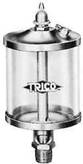Trico - 1 Outlet, Glass Bowl, 5 Ounce Manual-Adjustable Oil Reservoir - 3/8 NPT Outlet, 2-5/8" Diam x 6-1/16" High - Industrial Tool & Supply