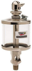 Trico - 1 Outlet, Glass Bowl, 2.5 Ounce Manual-Adjustable Oil Reservoir - 1/8 NPT Outlet, 2-1/8" Diam x 5-7/16" High - Industrial Tool & Supply