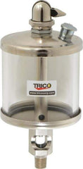 Trico - 1 Outlet, Glass Bowl, 5 Ounce Manual-Adjustable Oil Reservoir - 1/8 NPT Outlet, 2-5/8" Diam x 6-1/16" High - Industrial Tool & Supply