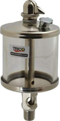 Trico - 1 Outlet, Glass Bowl, 5 Ounce Manual-Adjustable Oil Reservoir - 1/4 NPT Outlet, 2-5/8" Diam x 6-1/16" High - Industrial Tool & Supply