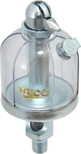 Trico - 1 Outlet, Acrylic Bowl, 2 Ounce Manual-Adjustable Oil Reservoir - 1/8 NPT Outlet, 1-15/16" Diam x 4-1/2" High - Industrial Tool & Supply