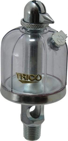 Trico - 1 Outlet, Acrylic Bowl, 2 Ounce Manual-Adjustable Oil Reservoir - 1/4 NPT Outlet, 1-15/16" Diam x 4-1/2" High - Industrial Tool & Supply