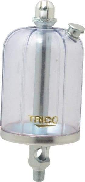 Trico - 1 Outlet, Acrylic Bowl, 8 Ounce Manual-Adjustable Oil Reservoir - 1/8 NPT Outlet, 2-5/8" Diam x 6-3/8" High - Industrial Tool & Supply