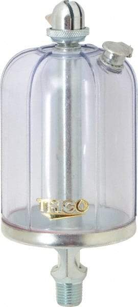 Trico - 1 Outlet, Acrylic Bowl, 8 Ounce Manual-Adjustable Oil Reservoir - 1/4 NPT Outlet, 2-5/8" Diam x 6-3/8" High - Industrial Tool & Supply