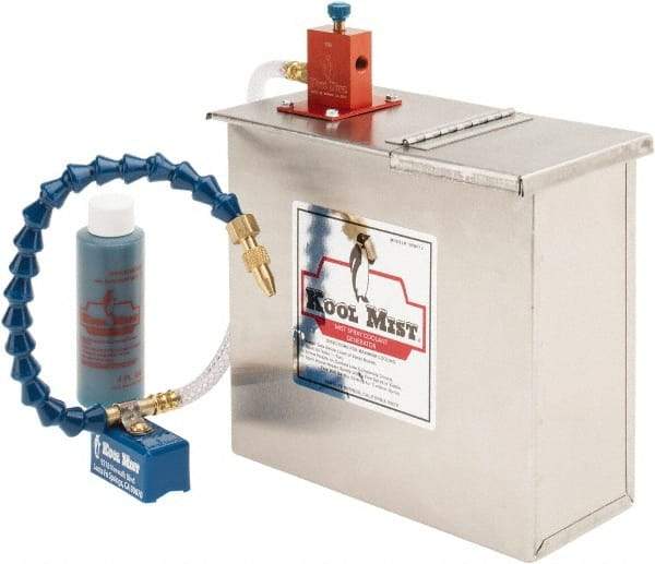 Kool Mist - 1 Outlet, 1 Gal Tank Capacity, Stainless Steel Tank Mist Coolant System - 4' Coolant Line Length, 12" Hose Length, 5/16" Nozzle Diam - Industrial Tool & Supply