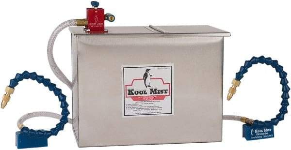 Kool Mist - 3 Outlet, 3 Gal Tank Capacity, Stainless Steel Tank Mist Coolant System - 4' Coolant Line Length, 12" Hose Length, 5/16" Nozzle Diam - Industrial Tool & Supply