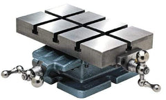 Palmgren - 6" Table Width x 12 Table Length, 4-1/2" Cross Travel x 8" Longitudinal Travel, Slide Machining Table - 4-3/8" Overall Height, One 7/16" Longitudinal T Slot, 7-5/8" Base Length x 6-3/8" Base Width - Industrial Tool & Supply