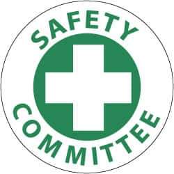 NMC - Safety Committee, Hard Hat Label - Green on White, 2" Thick, For Accident Prevention - Industrial Tool & Supply