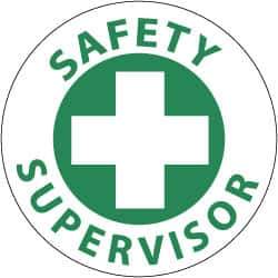 NMC - Safety Supervisor, Hard Hat Label - Green on White, 2" Thick, For Accident Prevention - Industrial Tool & Supply