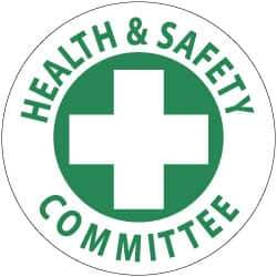 NMC - Health & Safety Committee, Hard Hat Label - Green on White, 2" Thick, For Accident Prevention - Industrial Tool & Supply