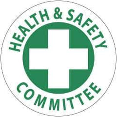 NMC - Health & Safety Committee, Hard Hat Label - Green on White, 2" Thick, For Accident Prevention - Industrial Tool & Supply
