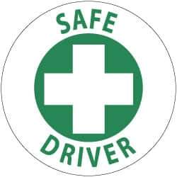 NMC - Safe Driver, Hard Hat Label - Green on White, 2" Thick, For Accident Prevention - Industrial Tool & Supply