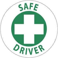 NMC - Safe Driver, Hard Hat Label - Green on White, 2" Thick, For Accident Prevention - Industrial Tool & Supply