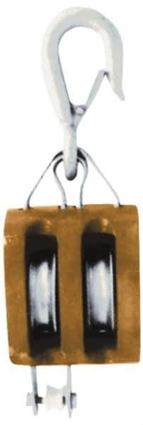 Value Collection - 1, 800 Lbs. Load Limit, Shell Pulley - Single Sheave, 3-1/2 Inch Outside Diameter, Fibrous Rope, 3/4 Inch Diameter, Wood - Industrial Tool & Supply