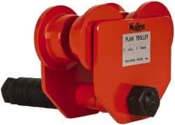 Value Collection - 1/2 Ton Capacity Plain Ball Bearing Trolley - 2-1/2" to 5-1/2" Flange Width, 5" to 12" I-Beam, 36" Min Radius - Industrial Tool & Supply