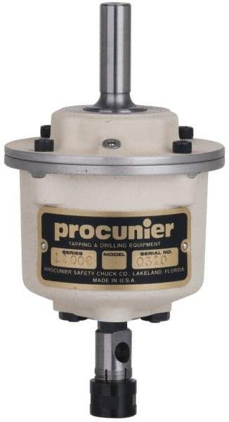 Procunier - No. 6 Min Tap Capacity, 5/16 Inch Max Mild Steel Tap Capacity, 1MT Mount Tapping Head - Includes 2 Wrenches - Exact Industrial Supply