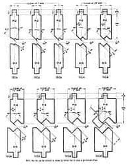Made in USA - 18 Gauge, Press Brake Punch and Die Set - 1/8 Inch Nose Radius, 8 Ft. Punch and Die Length - Industrial Tool & Supply