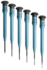 Moody Tools - 6 Piece Slotted Screwdriver Set - Round Shank, Multi Handle - Industrial Tool & Supply