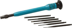 Moody Tools - 7 Piece Slotted Screwdriver Set - Round Shank, Single Handle, Blade Sizes: Width 0.025, 0.04, 0.055, 0.07, 0.08 & 0.1 - Industrial Tool & Supply