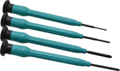 Moody Tools - 4 Piece JIS & Phillips Screwdriver Set - Round Shank, Multi Handle, Bit Sizes: Philips JIS: #000 to #00, Phillips: #0 to #1 - Industrial Tool & Supply