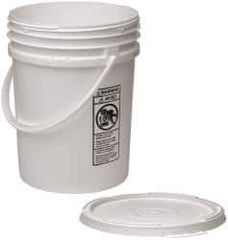 Made in USA - 5.5 Gallon Closure Capacity, Screw On Closure, White Drum Pail - Polyethylene, UN 12H2/Y24/S - Industrial Tool & Supply
