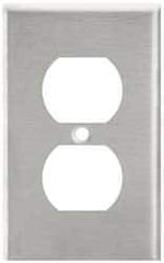 Leviton - 1 Gang, 4-1/2 Inch Long x 2-3/4 Inch Wide, Standard Outlet Wall Plate - Duplex Outlet, Metallic, Stainless Steel - Industrial Tool & Supply