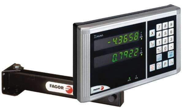 Fagor - 2 Axis, 10" X-Axis Travel, 120" Z-Axis Travel, Turning DRO System - 0.0002", 0.0005", 0.001" Resolution, 5µm Accuracy, LED Display - Industrial Tool & Supply