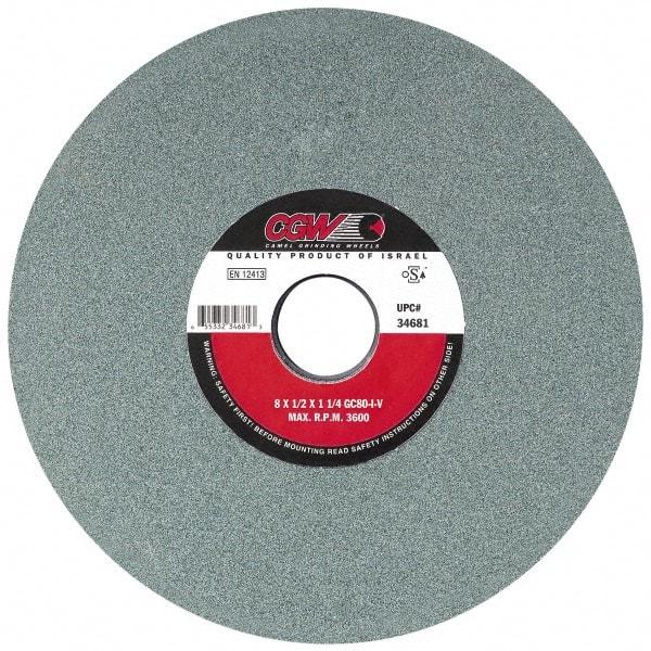 Camel Grinding Wheels - 7" Diam x 1-1/4" Hole x 3/4" Thick, I Hardness, 80 Grit Surface Grinding Wheel - Silicon Carbide, Type 5, Medium Grade, 3,760 Max RPM, Vitrified Bond, One-Side Recess - Industrial Tool & Supply