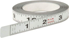 Starrett - 12 Ft. Long x 1/2 Inch Wide, 1/32 and 1/16 Inch Graduation, White, Steel Adhesive Tape Measure - Industrial Tool & Supply