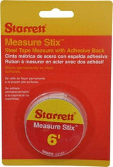 Starrett - 6 Ft. Long x 3/4 Inch Wide, 1/32 and 1/16 Inch Graduation, White, Steel Adhesive Tape Measure - Industrial Tool & Supply