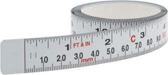 Starrett - 6 Ft. Long x 3/4 Inch Wide, 1/16 Inch Graduation, White, Steel Adhesive Tape Measure - Industrial Tool & Supply
