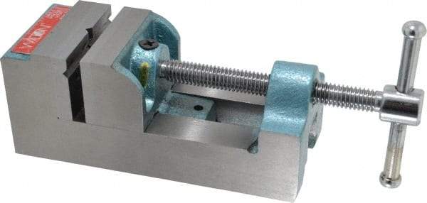 Wilton - 2-9/16" Jaw Opening Capacity x 1-1/2" Throat Depth, Horizontal Drill Press Vise - 2-1/2" Wide Jaw, Stationary Base, Standard Speed, 8-13/64" OAL x 3-3/4" Overall Height, Cast Iron - Industrial Tool & Supply