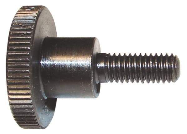 Morton Machine Works - M8x1.25 Knurled Shoulder Grade C-1018 Steel Thumb Screw - 43mm OAL, 30mm Head Diam x 6mm Head Height - Industrial Tool & Supply
