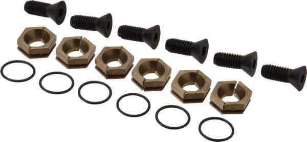Kurt - 15/16" Aluminum Bronze Hex, 3/8-16 Stud Thread, Symmetrical Hex Clamp - 5/16" Hex Height, 2,200 Lb Holding Force, Alloy Steel Stud, 1" Long Thread, 30 Ft/Lb Torque, 6 Clamps - Industrial Tool & Supply