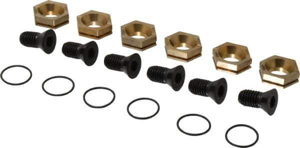Kurt - 1-1/8" Aluminum Bronze Hex, 1/2-13 Stud Thread, Symmetrical Hex Clamp - 3/8" Hex Height, 2,600 Lb Holding Force, Alloy Steel Stud, 1.25" Long Thread, 83 Ft/Lb Torque, 6 Clamps - Industrial Tool & Supply