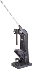 Dake - 2" Ram, 10" Throat Depth, 5 Ton Manual Arbor Press - 24-1/2" Max Work Height x 20" Max Work Width, Ratchet Leverage, 55:1 Leverage Ratio, 21-1/2" Base Width x 29" Base Depth - Industrial Tool & Supply