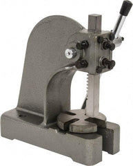 Interstate - 3/4" Ram, 3-1/4" Throat Depth, 1/2 Ton Manual Arbor Press - 4-1/2" Max Work Height x 6-1/2" Max Work Width, Single Leverage, 4" Base Width x 9-1/2" Base Depth - Industrial Tool & Supply