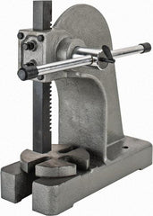Interstate - 1-5/8" Ram, 6" Throat Depth, 2 Ton Manual Arbor Press - 8-1/2" Max Work Height x 12" Max Work Width, Single Leverage, 6-3/4" Base Width x 17" Base Depth - Industrial Tool & Supply