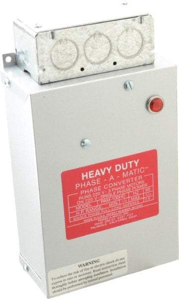 Made in USA - 1/3 to 3/4 hp Static Phase Converter - Industrial Tool & Supply