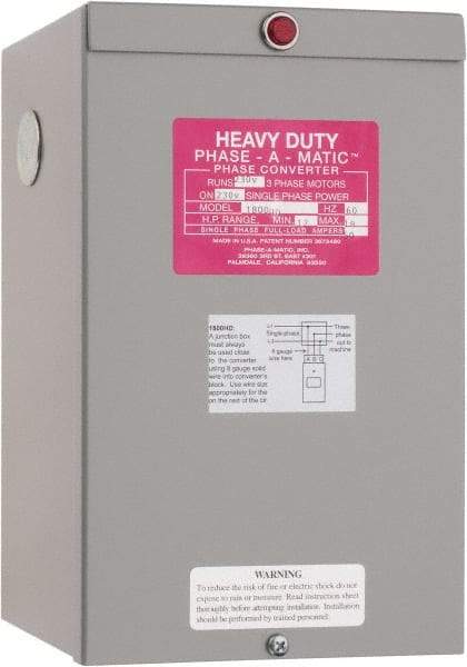 Made in USA - 12 to 18 hp Static Phase Converter - Industrial Tool & Supply