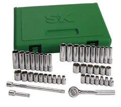 SK - 44 Piece 1/4" Drive Standard Deep Socket Set - 6 Points, 3/16 to 9/16", 4 to 15mm, Inch/Metric Measurement Standard - Industrial Tool & Supply