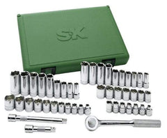 SK - 47 Piece 3/8" Drive Deep Well Socket Set - 6 Points, 1/4" to 7/8" (6mm to 19mm) Range, Inch/Metric Measurement Standard - Industrial Tool & Supply