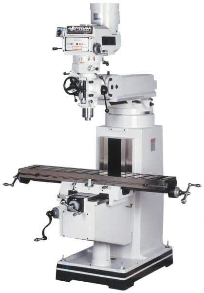 Vectrax - 10" Table Width x 54" Table Length, Variable Speed Pulley Control, 3 Phase Knee Milling Machine - R8 Spindle Taper, 5 hp - Industrial Tool & Supply
