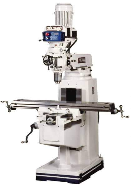 Vectrax - 9" Table Width x 49" Table Length, Electronic Variable Speed Control, 3 Phase Knee Milling Machine - R8 Spindle Taper, 3 hp - Industrial Tool & Supply