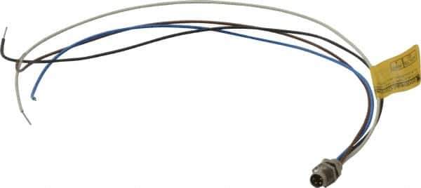 Brad Harrison - 4 Amp, M8 Male Straight Receptacle - 60 VAC, 75 VDC, 0.30m Cable Length, IP67 Ingress Rating - Industrial Tool & Supply