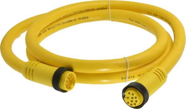 Brad Harrison - 7 Amp, Female Straight, Male Straight Cordset Sensor and Receptacle - 600 Volt, 1.83m Cable Length, IP67 Ingress Rating - Industrial Tool & Supply